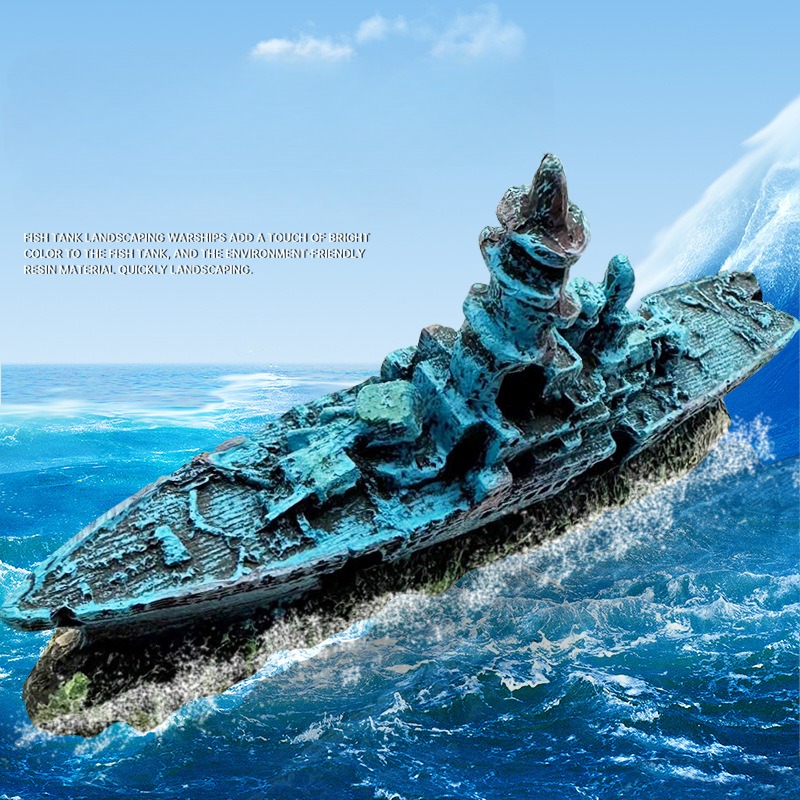 Aquarium Marineland - Résine endommagée marine bateau de guerre
