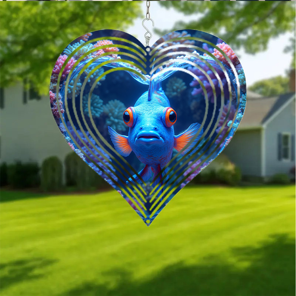 Aquarium Marine Blue - Carillon éolien 2D plat, 1 pièce,