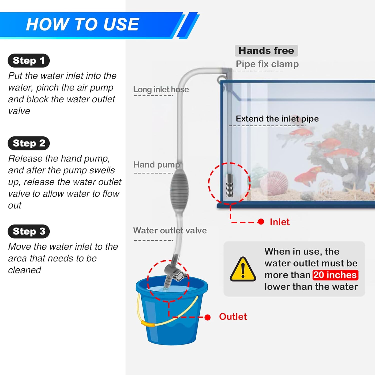Grand siphon d'aquarium précie - Aquarium Marine Sand avis et prix